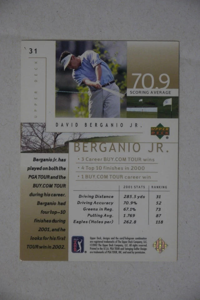 2002 Upper Deck Golf Card #31 David Berganio Jr. - Image 2 of 2
