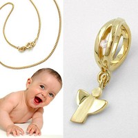 Baby Taufe Schutz Engel Echt Gold 333 Infinity Taufring Mit Kette Silber 925 Ver