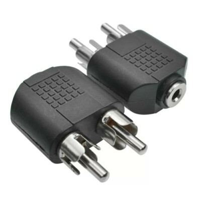 3.5mm Audio Stereo Jack Female To 2 RCA Male Audio Adapter Converter NEW