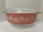 Vintage PYREX Pink Daisy 045  2 1/2 Qt Oval Casserole w/ 945 C Lid Shiny 08