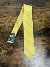 Brooks Brothers Yellow Tie With Light Blue Stripes 100 Silk Men's Necktie 58"