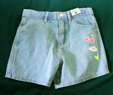 365 KIDS GARANIMALS Girl sz 6 Top-Stitched Denim Short Cotton 4 Pocket Appliqued