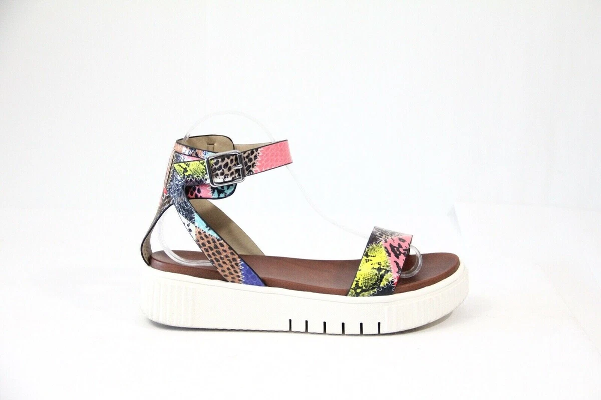 Mia Lunna Women Platform Sandals Colorful Shoes 9 Wedge Heel Animal Print