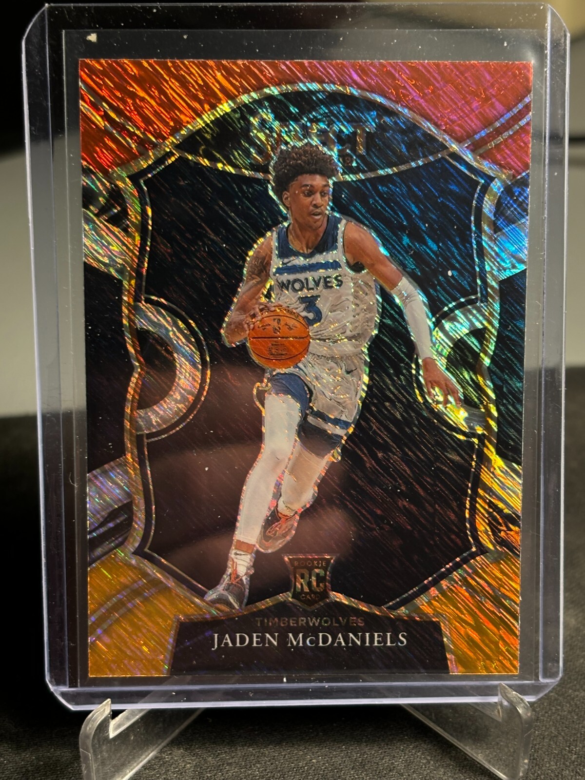 Jaden McDaniels 2020-21 Select Concourse Red White & Orange Flash Prizm RC #88