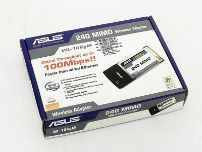 ASUS WL-106gM  240 MIMO Wireless Adapter PCMCIA WiFi 240Mbps 90-I8S002E00-01PZ