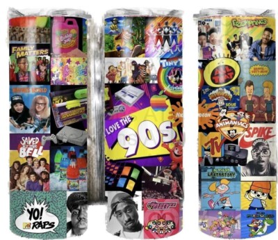 Classic  90's TV Design  20 oz Skinny Tumbler Insulated Travel Mug 
