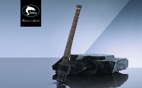 BatkingElectric TravelHeadless Guitar Tremolo Black Canadian MapleBody Push/Pull - Picture 13 of 13