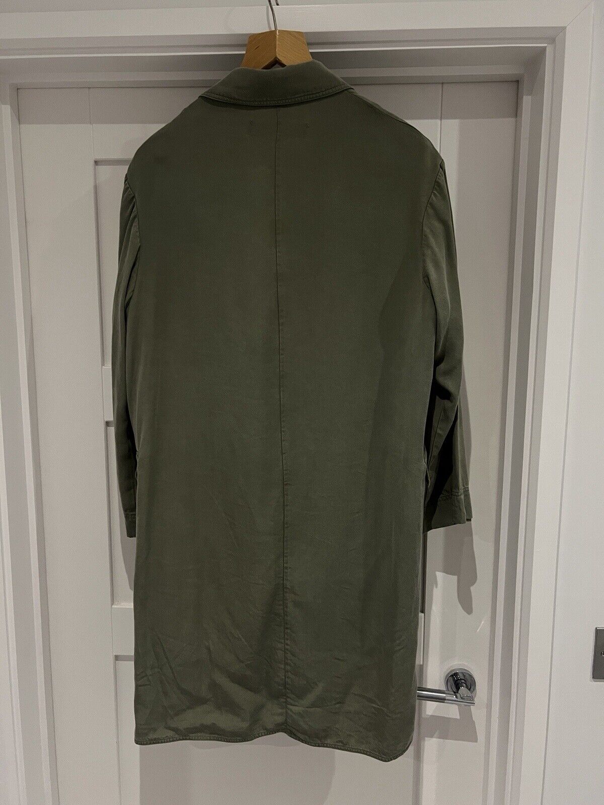 ZARA khaki green 100% lyocell overcoat long blaze… - image 3