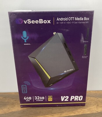 VSeeBox V2 Pro Android OTT Media Box Dual Band Wifi 6K 32GB New Sealed 