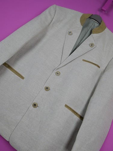 VINTAGE Mensy Womens Oversize 80s 90s Beige Ivory Jacket Blazer Top Large 18 - Picture 8 of 12
