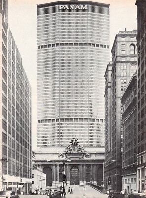 Pan Am Building Now MetLife Building Over Grand Central Station Vtg Mag Excerpt