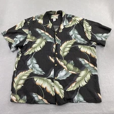 Paradise Found Shirt Mens Extra Large Black Button Up Floral Hawaiian Rayon