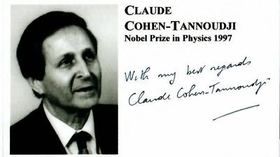 ''Nobel Prize in Physics''  Dr Claude Cohen-Tannoudji Hand Signed 5X3 Card COA