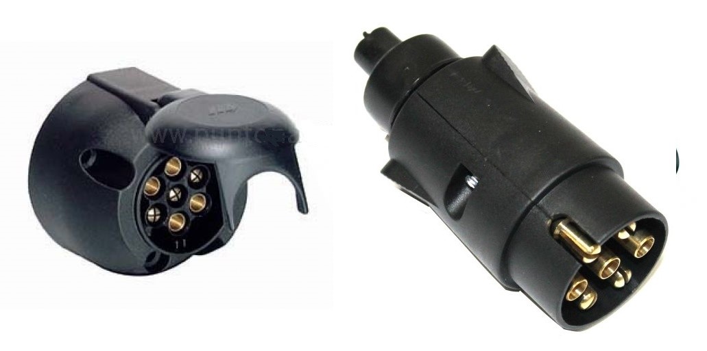 Presa + spina 7 poli x rimorchi CARRELLI APPENDICE AUTO,CAMION CAMPER