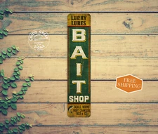 Bait Tackle Shop Sign Fishing Country Decor Hunting Dad Gift 4x18 104182001034