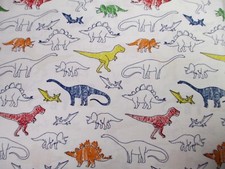 Authentic Kids White Orange Red Blue Yellow Dinosaurs Sheet Set - Full