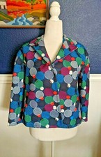 NWT Anne Klein 3/4 Sleeve Snap Front Multi Color Circle Jacket Blazer 2