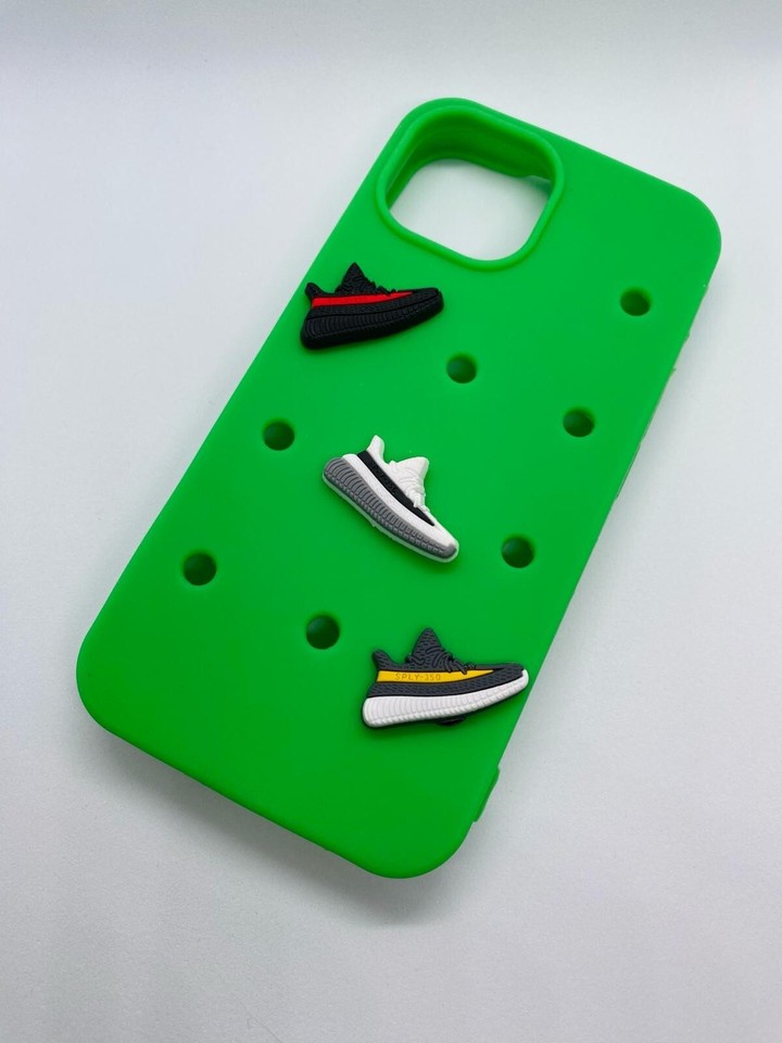 Green Jibbitz iphone 15 case Customizable Add Your Favourite Charms