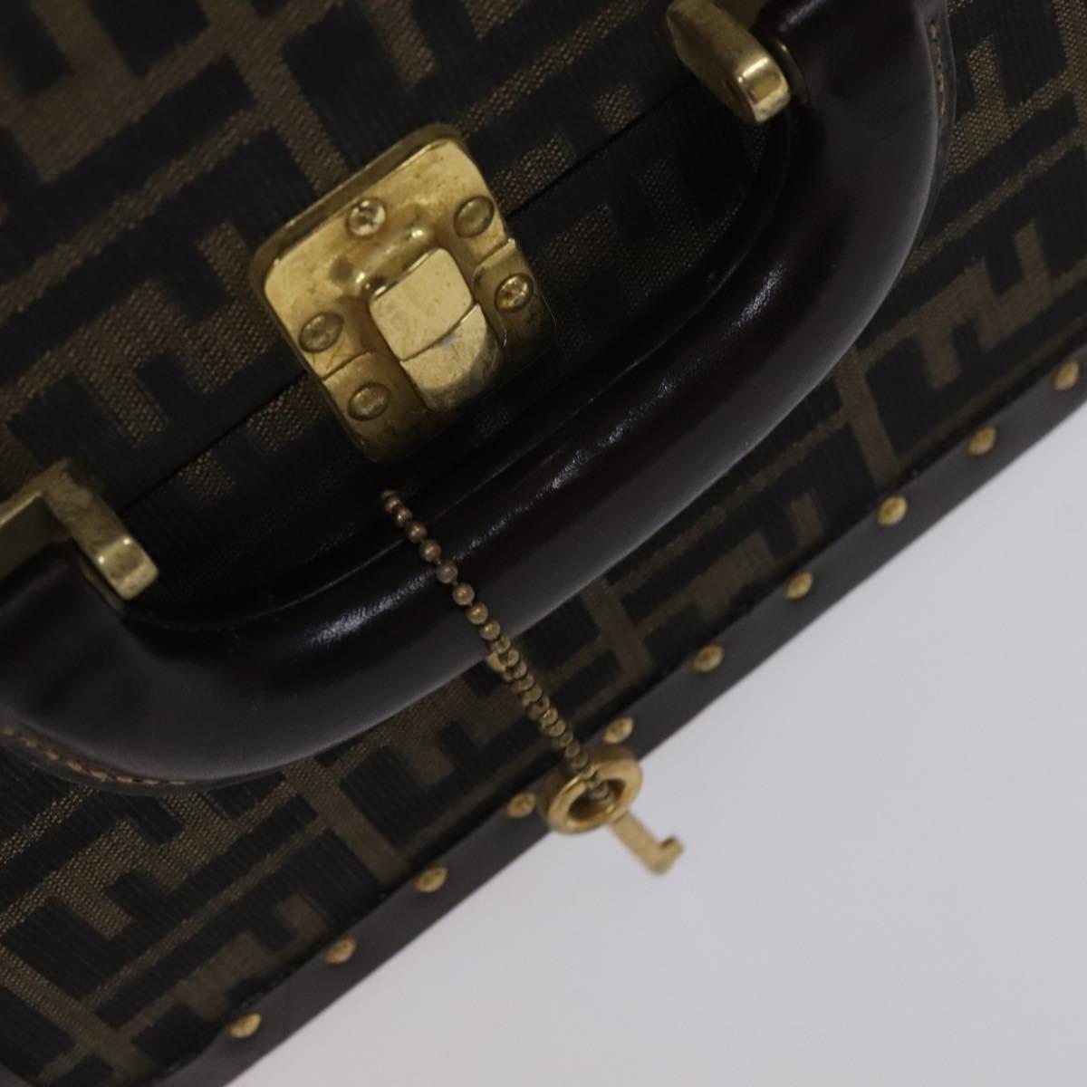 FENDI Zucca Canvas Trunk Jewelry Case Jewelry Box Black Brown Auth
