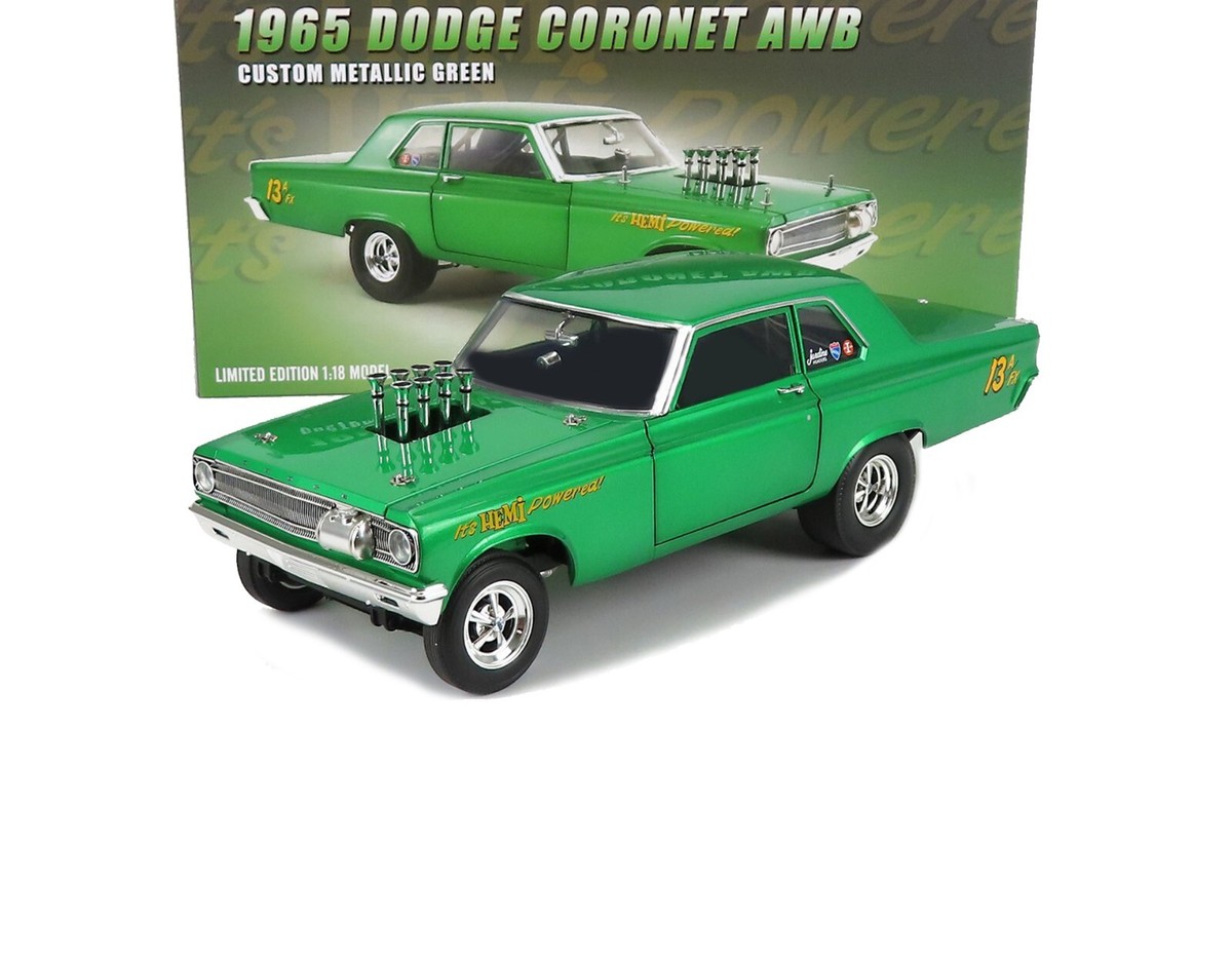 1965 DODGE CORONET AWB CUSTOM GREEN MET. 1:18 SCALE BY ACME