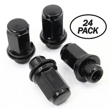 24 Gloss Black 12x1.5 1.87 OEM Factory Mag Washer Lug Nuts Toyota Tacoma 4Runner