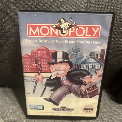 Monopoly (Sega Genesis, 1992) CIB TESTED WORKING LABEL DAMAGE