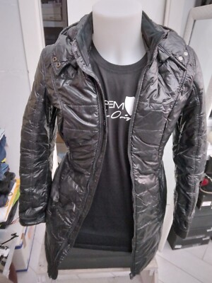 Vera pelle REFRIGIWEAR PIUMINO usato donna woman Tg 46 nero