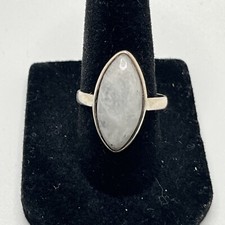 Moonstone Sterling Silver Ring Size 8 Approx 3 grams Marquise Cut Vintage