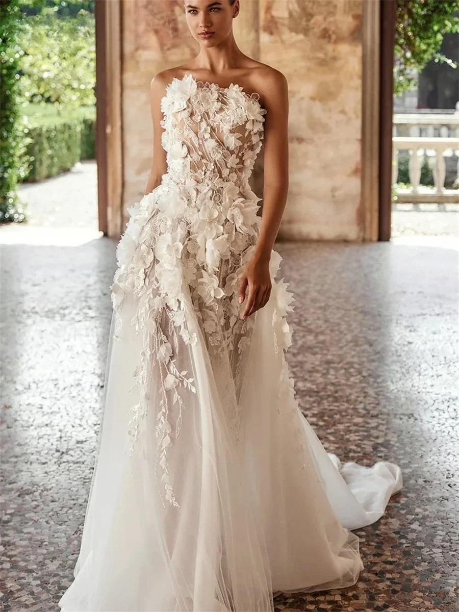 ebay beach wedding dresses Boho Lace Sheath Sweep Train Sheath Beach Wedding Dresses WD592 US16 / Custom Color main image 0