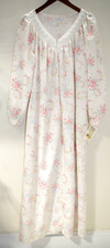 E - NWT Vintage Komar M Long Zip House Coat Nightgown USA Fleece Satin Floral