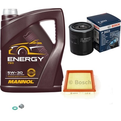 BOSCH Inspektionspaket 5 L MANNOL Energy 5W-30 für Nissan Almera I Hatchback