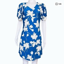 Tommy Hilfiger Womens Blue White Floral Dress Size 8 Great Condition