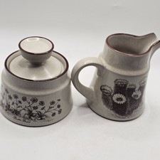 NORITAKE DESERT FLOWERS Creamer Sugar Bowl With Lid Vintage 8341 Japan Set