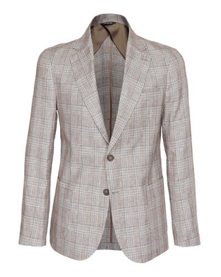 NWT EZZELINO SPORT COAT blazer jacket linen cotton brown blue luxury Italy 58