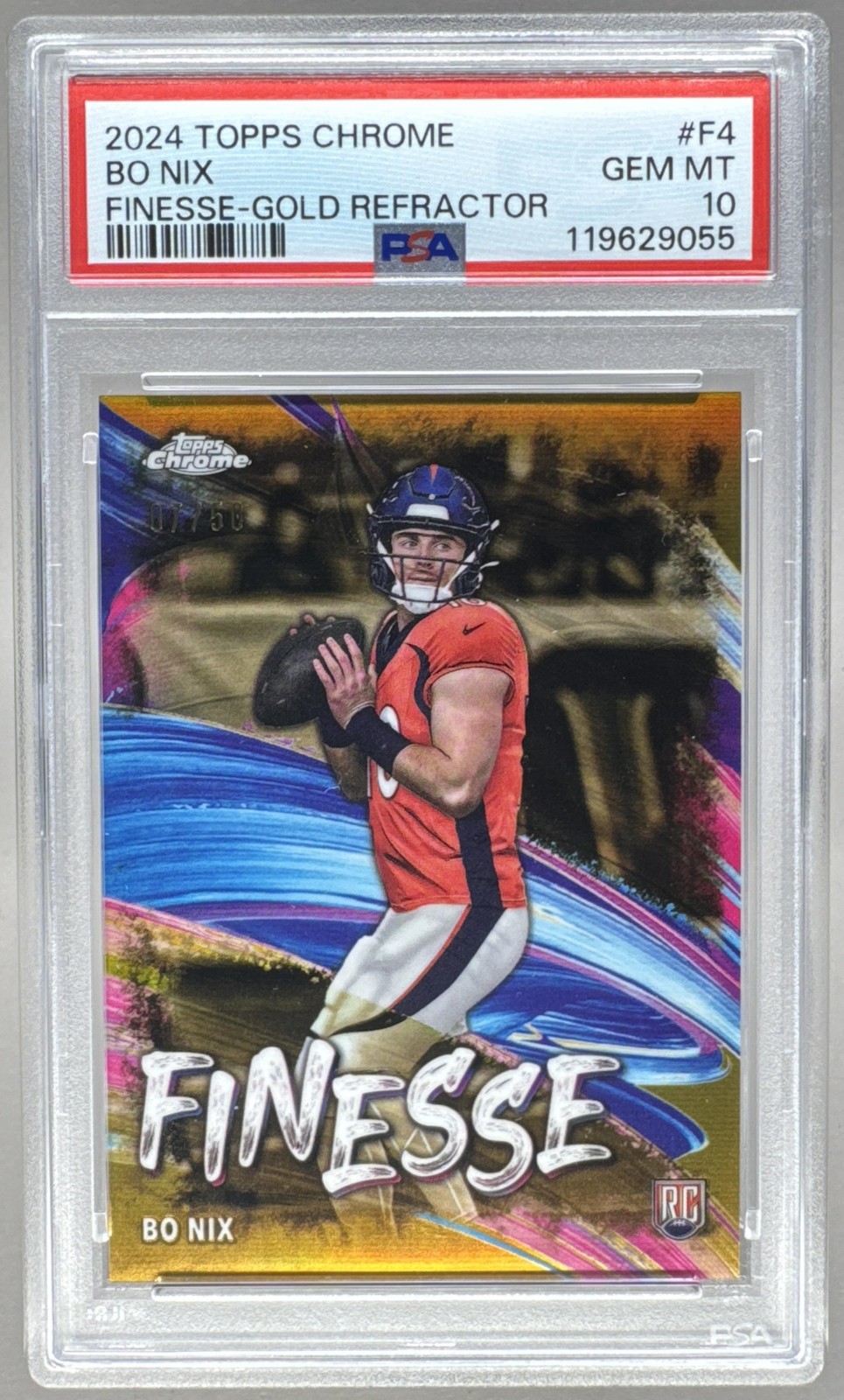 Bo Nix Topps Chrome Finesse #F4 Gold Refractor