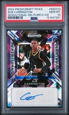 PSA 10 - BUB CARRINGTON #/99 Auto - 2024 Prizm Sensational Signature PURPLE ICE
