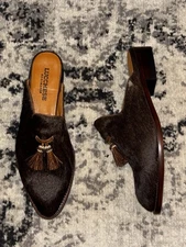 Lucchese Delaney Mules Calf Hair Womens Size 7 B Western Tassel Mules Flat