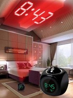 Digital LED Projection LCD Voice Talking Alarm Clock Time Temperature Projector