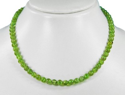 Gemstone necklace made of peridot in ball shape ø4 mm 925 silver clasp