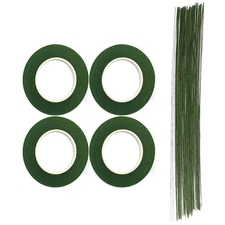 Floral Arrangment Kits 4 Rolls 1/2 Inch Dark Green Floral Tapes with 20Pcs 18 Gu
