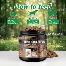 120 Dog Hip & Joint Chews Glucosamine MSM Mobility Support Soft Chews