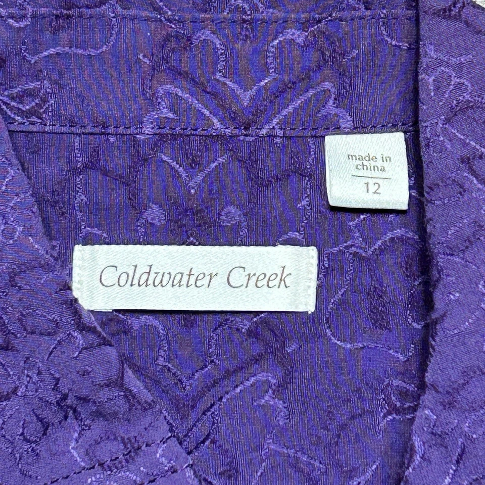 Chaqueta Coldwater Creek para mujer 12 bolsillos blazer delanteros con botones texturizados púrpura Foto 2 de 4