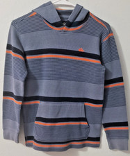 Boys QUIKSILVER Size L 14/16 Pullover Hoodie Thermal Striped Polyester Cotton