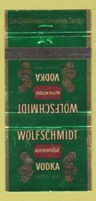 Matchbook Cover - Wolfschmidt Vodka Seagrams Canada 30 Strike