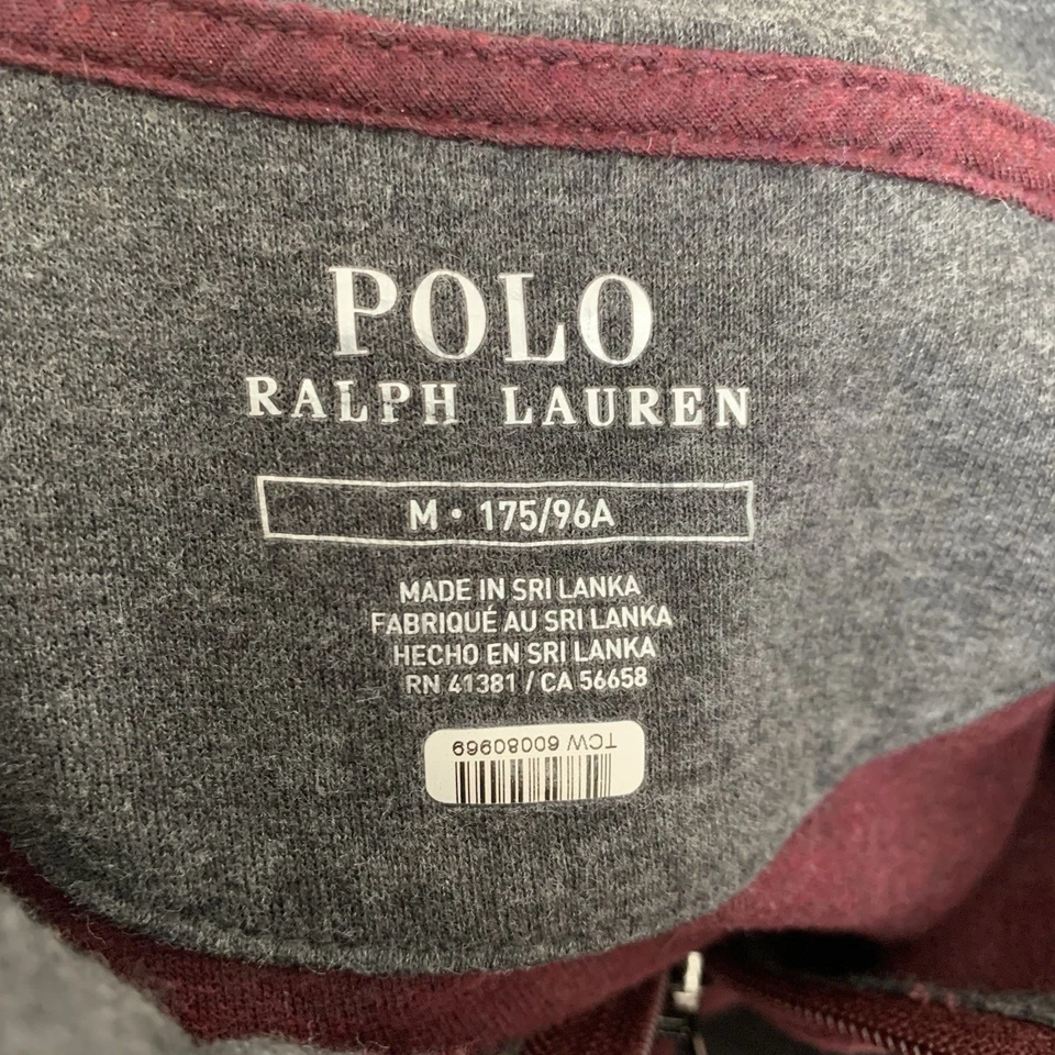 Pullover POLO Ralph Lauren 1/4 Cremallera Para Hombre Talla Mediana Vino Manga Larga Mezcla de Algodón Foto 2 de 4