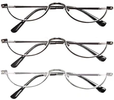 3-Pack Retro Designer Alloy Half Moon Reading Glasses Women Men Half Frame Sp...