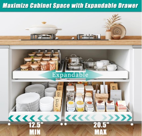 Black Under Cabinet Pull-Out Storage Organizer Rack 2 pc - Picture 5 of 7