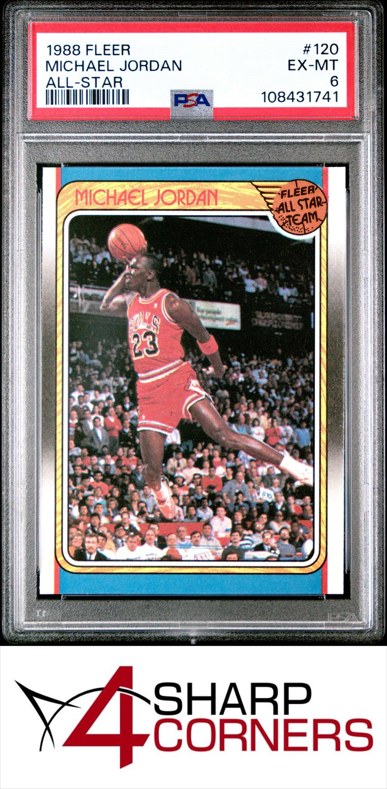 1988 FLEER ALL-STAR #120 MICHAEL JORDAN BULLS HOF PSA 6