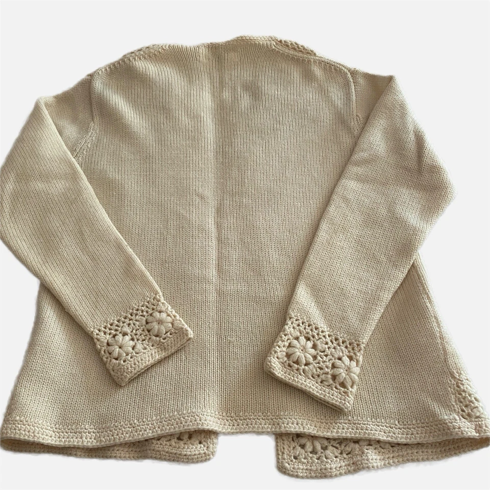 Vtg Joyce Sportswear Cardigan Sweater 100% Wool Women 34 Knit Crochet Hong Kong - Image 2 of 4