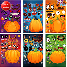 72 Sheets Halloween Stickers Crafts for Kids Toddlers, Make Your Own Pumpkin Fac